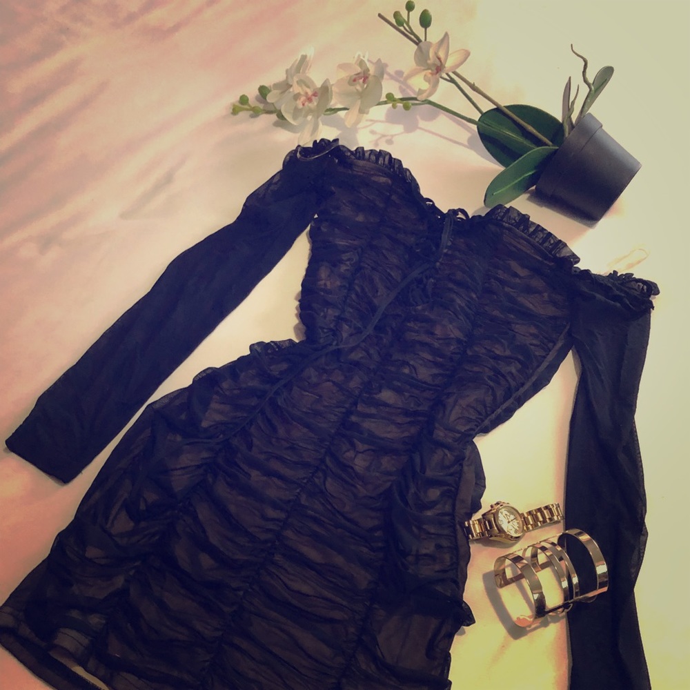 Black off shoulder dress